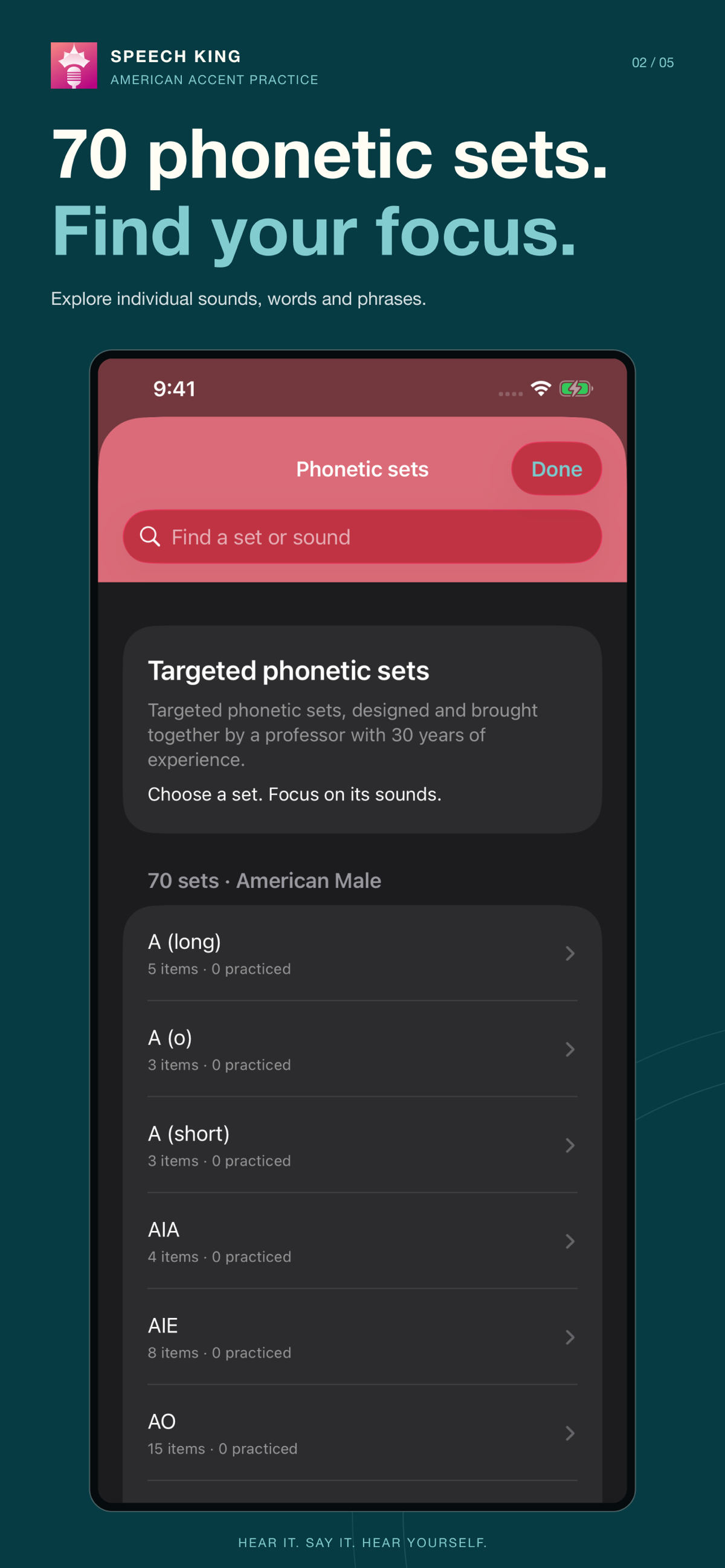 Speech King’s searchable collection of 70 phonetic sets