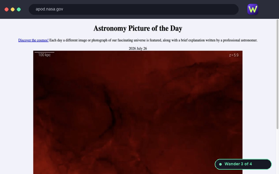 A Web Wander result showing NASA Astronomy Picture of the Day