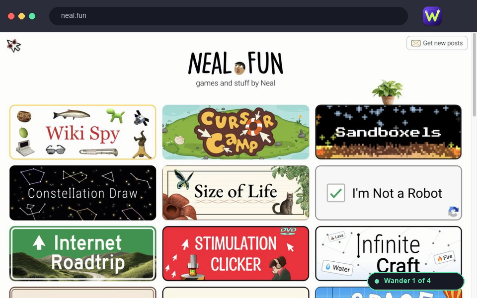 A Web Wander result showing the playful experiments on Neal.fun